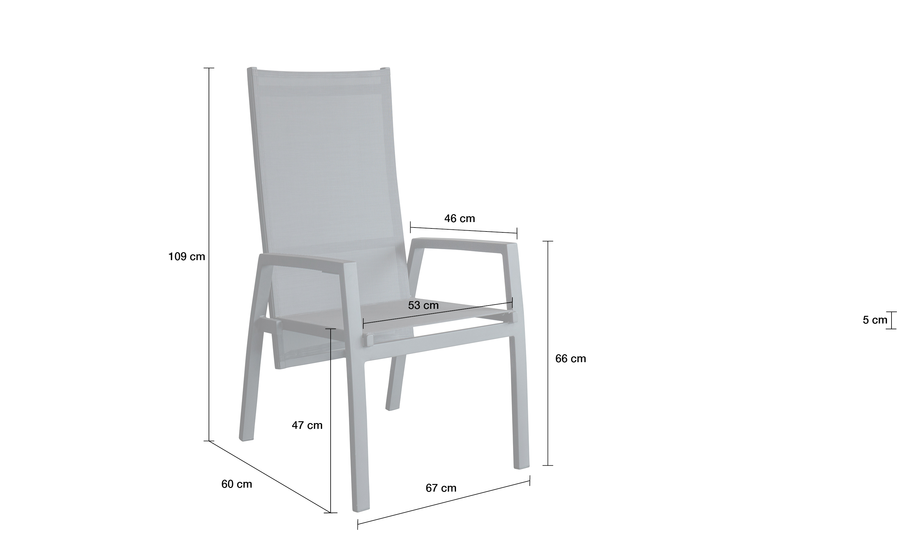 LC Garden »Bondino« Dining Positionsstuhl Verstellsessel Textilien grau