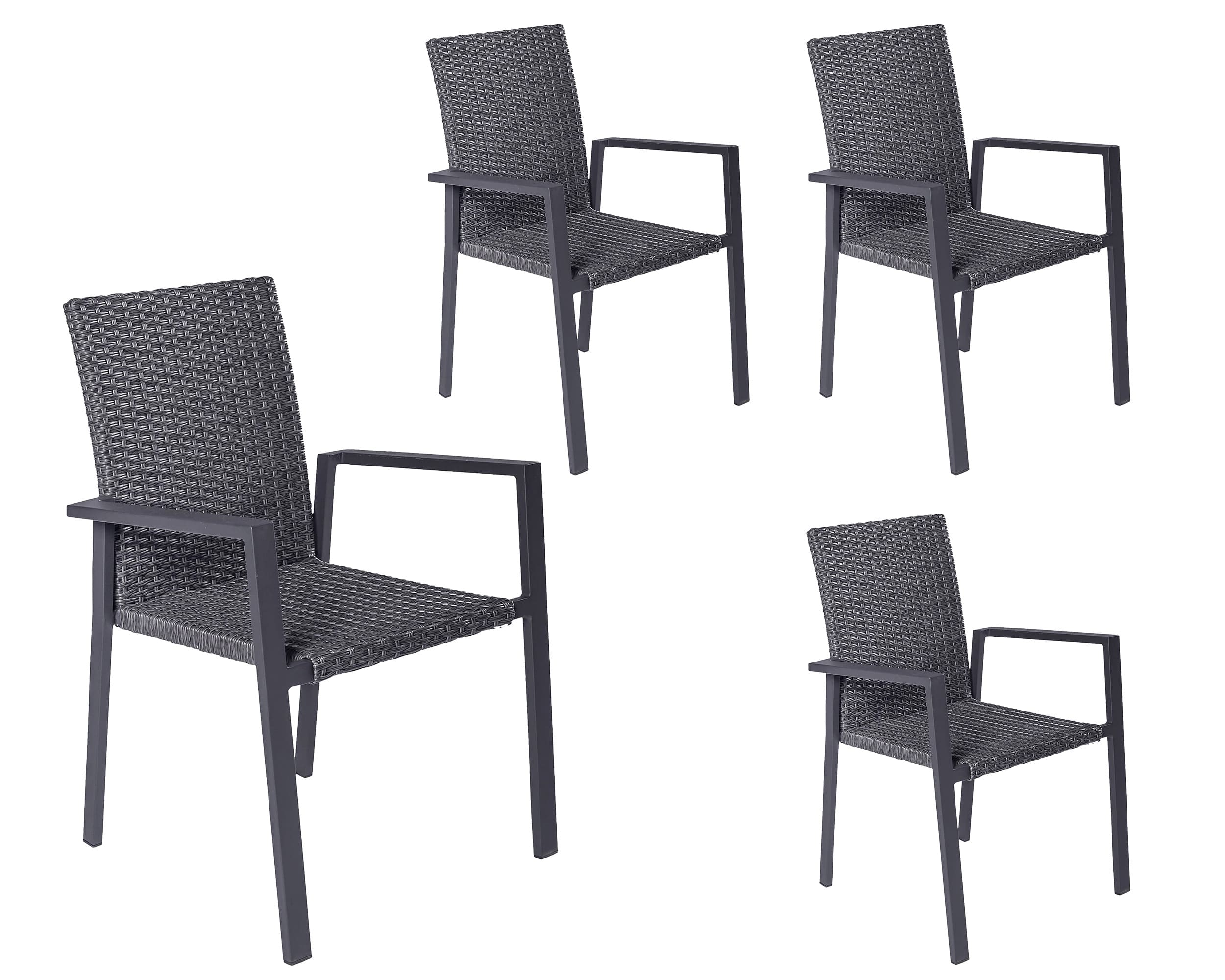 LC Garden »Keramo« Dining 4er Set Stapelstuhl Armlehnstuhl grau-mix
