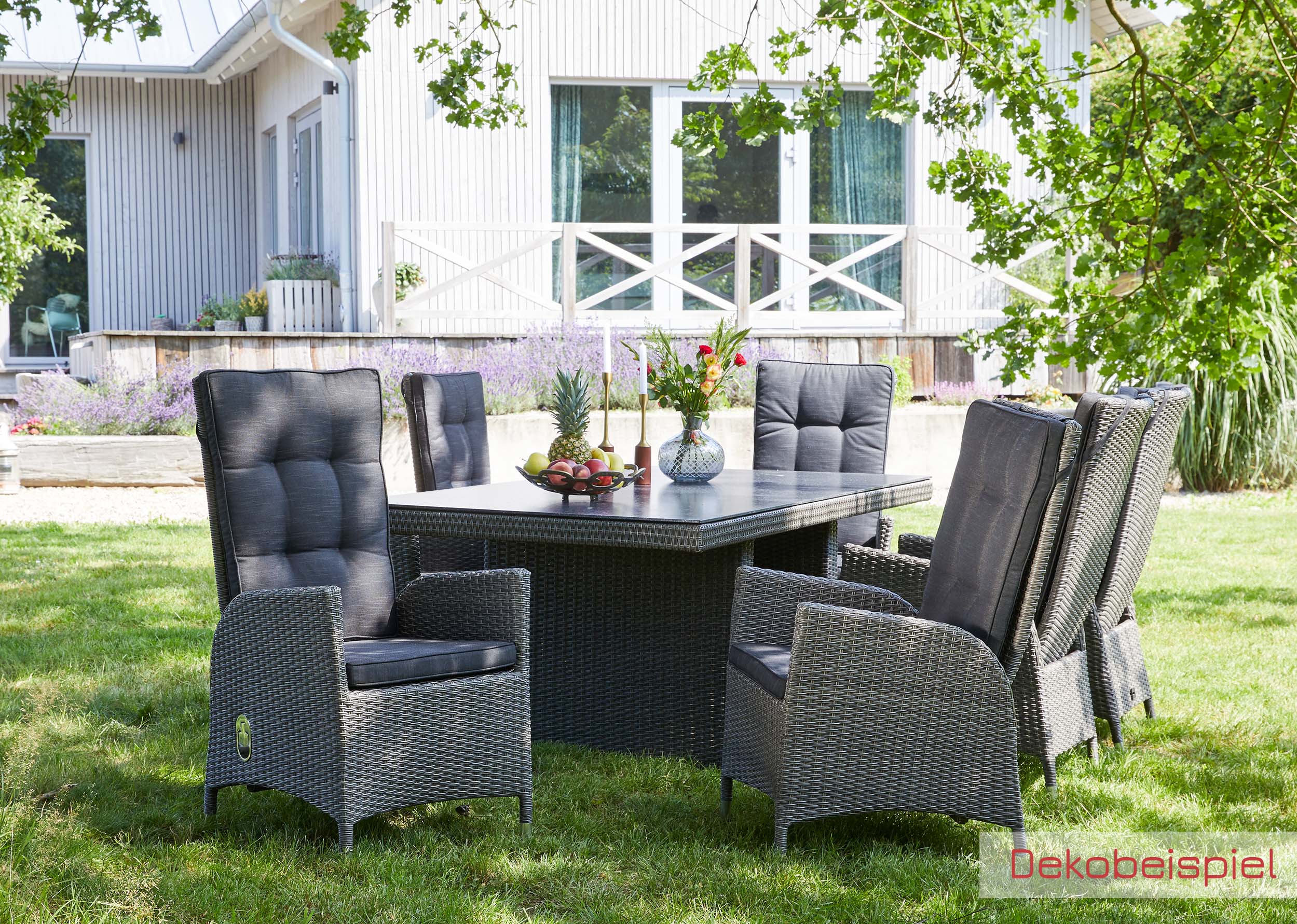 LC Garden »Barcelona« Dining 2er Set Positionsstuhl grau-mix Verstellsessel Gartenstuhl