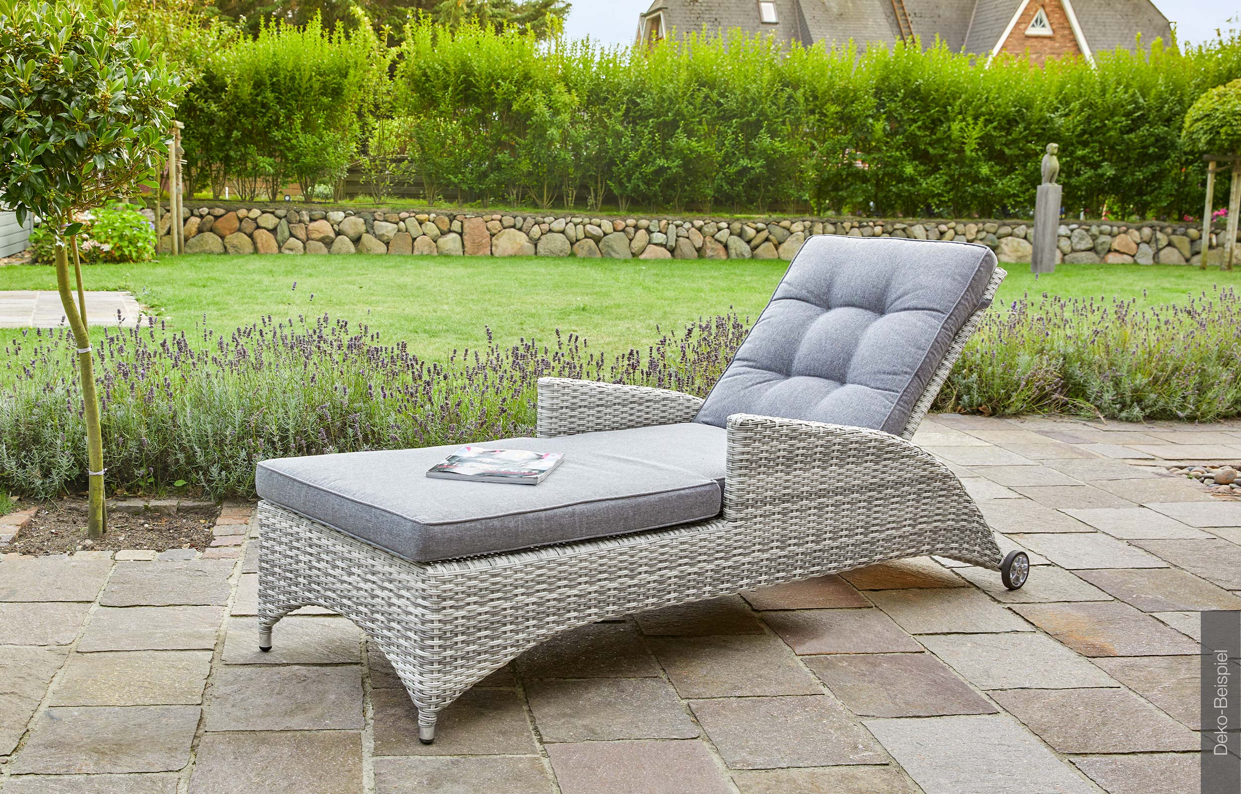 2x LC Garden »Parma« Sonnenliege Gartenliege Relax weiß-grau