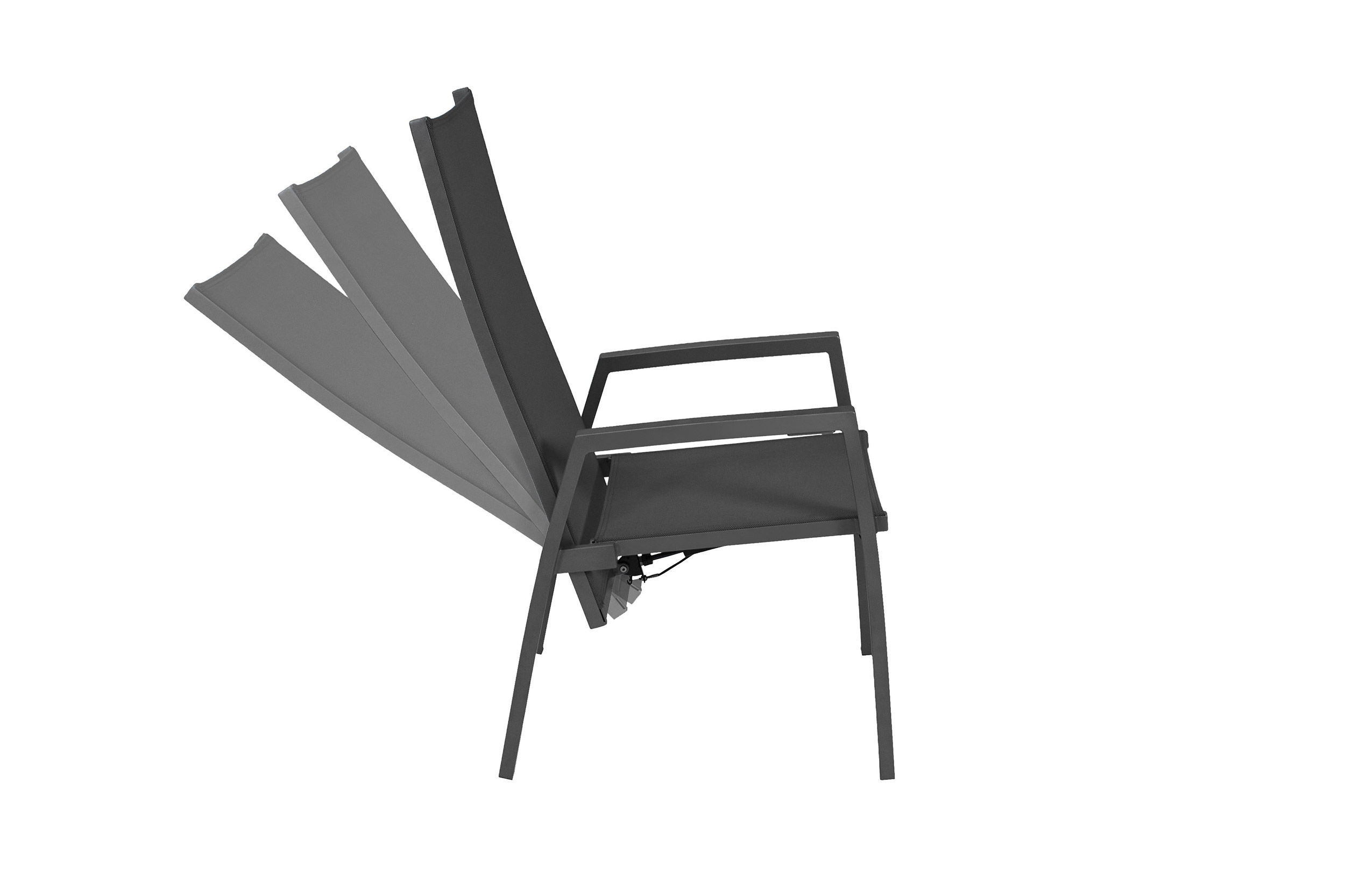 LC Garden »Bondino« Dining 6er Set Positionsstuhl Verstellsessel Textilien grau
