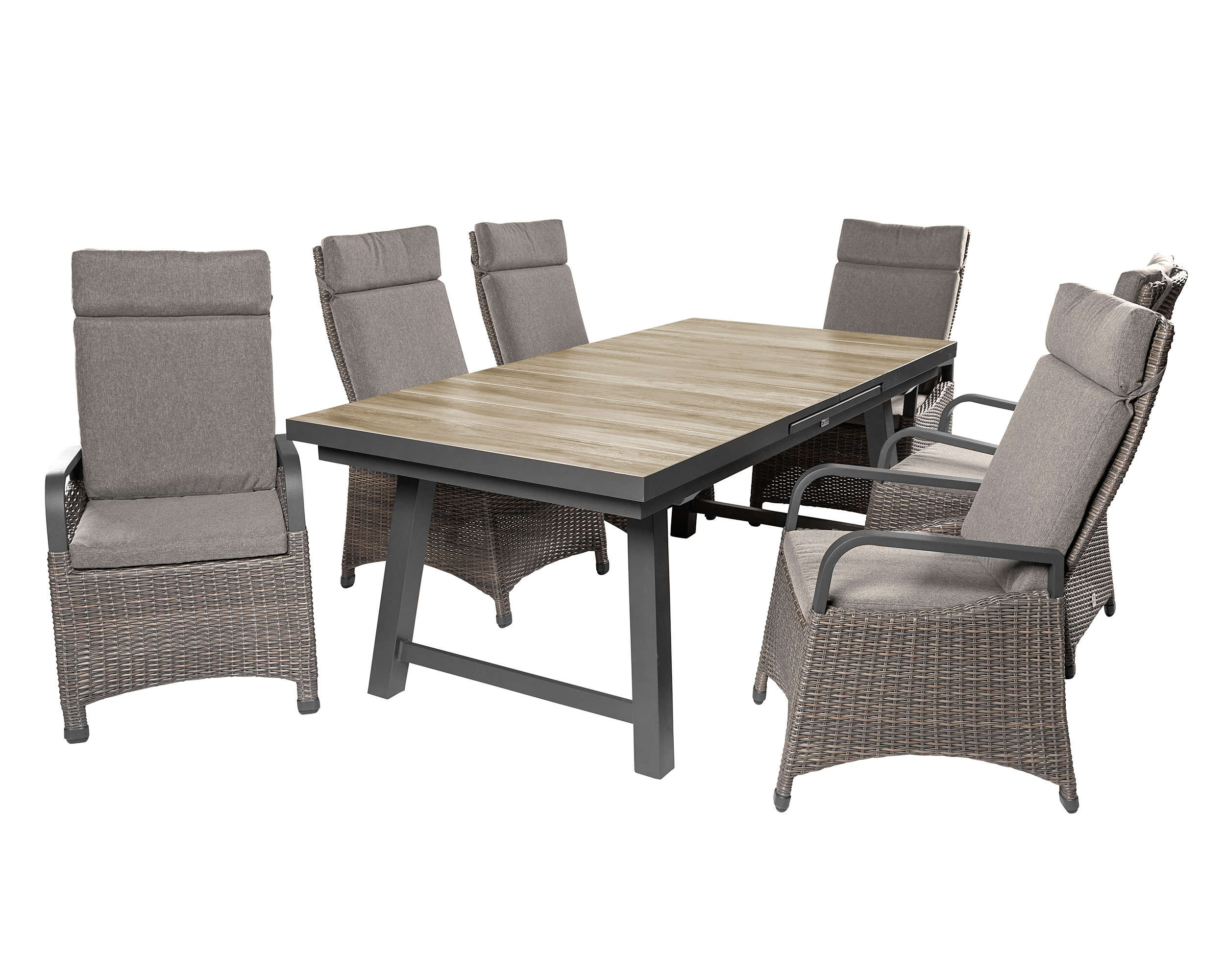 LC Garden »Komido« Dining Set III omega braun Garten Sitzgruppe aus handgeflochtenem Polyrattan inkl. Sitzkissen