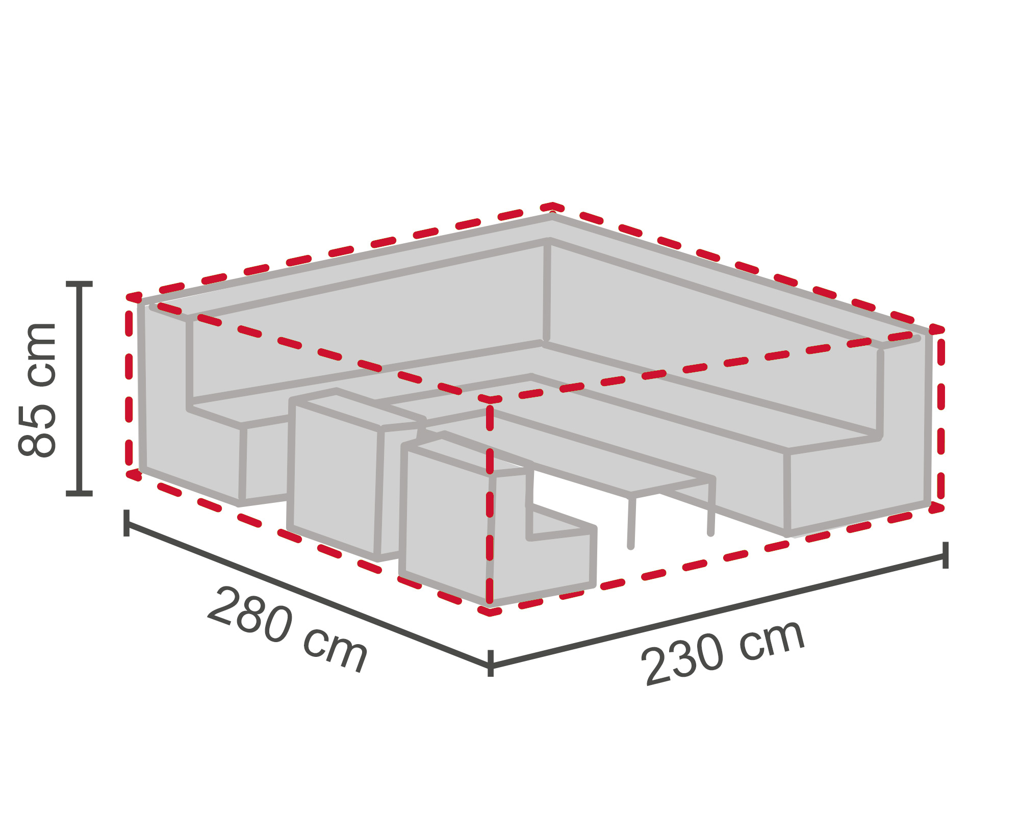 LC Garden Schutzhülle für Speiselounges grau 280x230x85cm