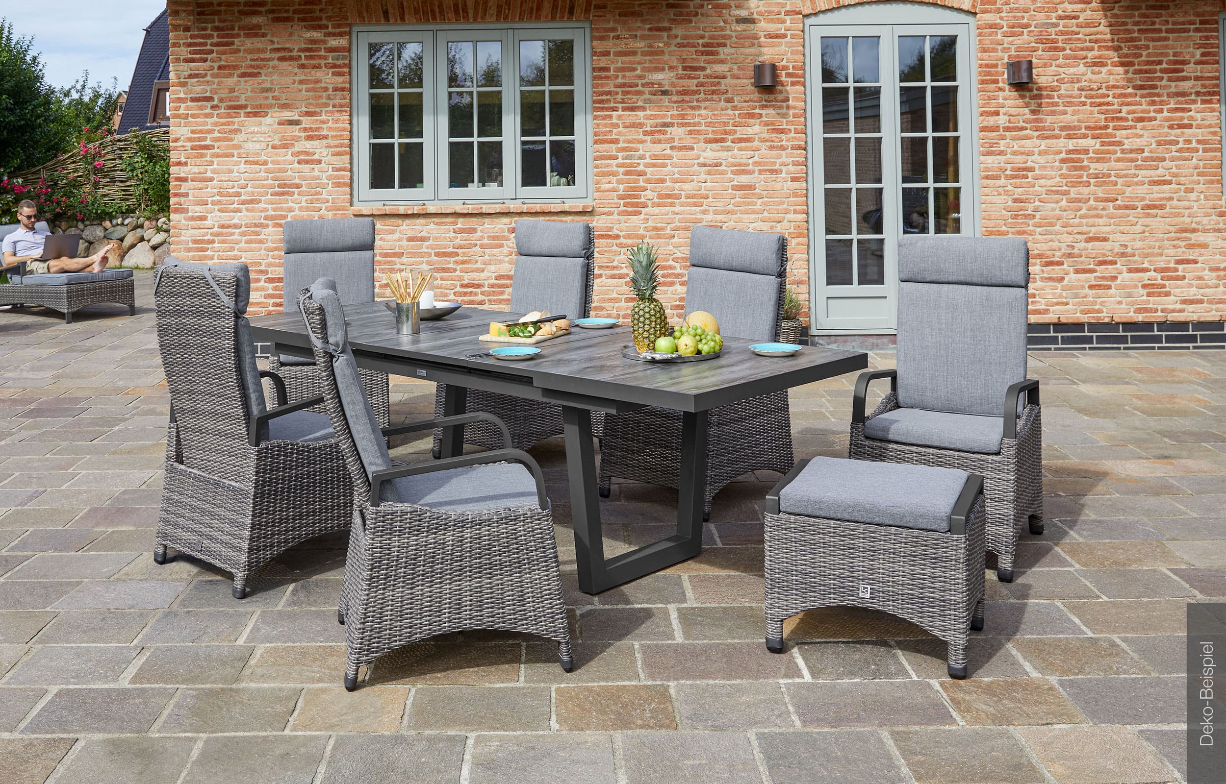 LC Garden »Komido« Dining 6er Set Positionsstuhl Verstellsessel grau-mix