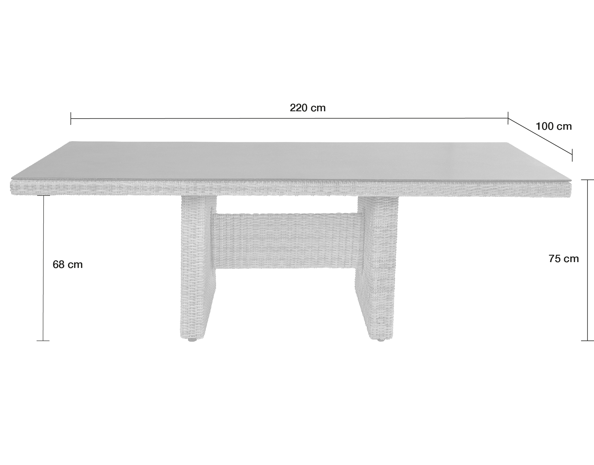 LC Garden »Bilbao« Dining Esstisch Gartentisch 220x100cm Spraystone grau