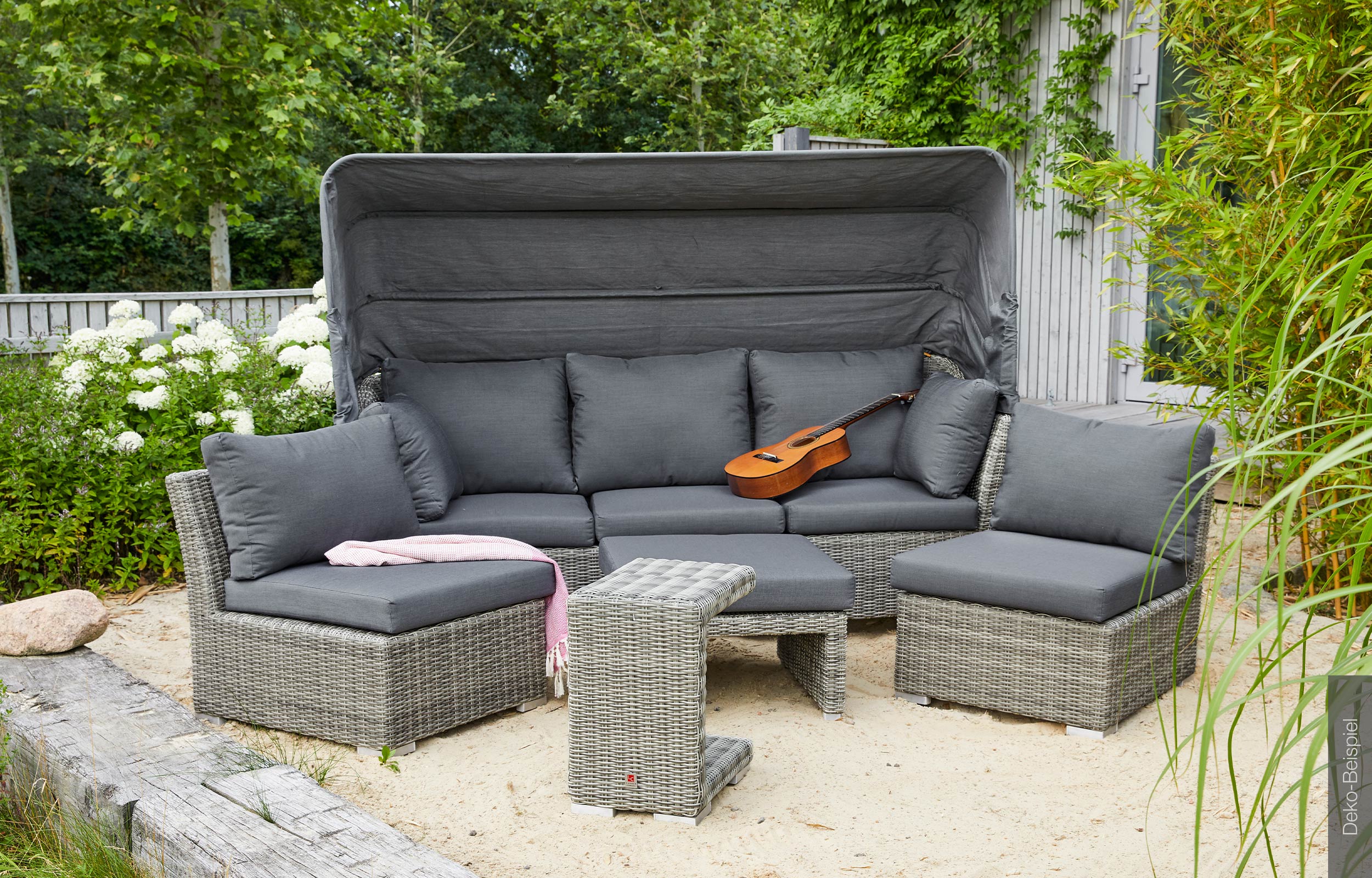 LC Garden »Bilbao« Muschel-Set Loungebank Loungeset grau-mix