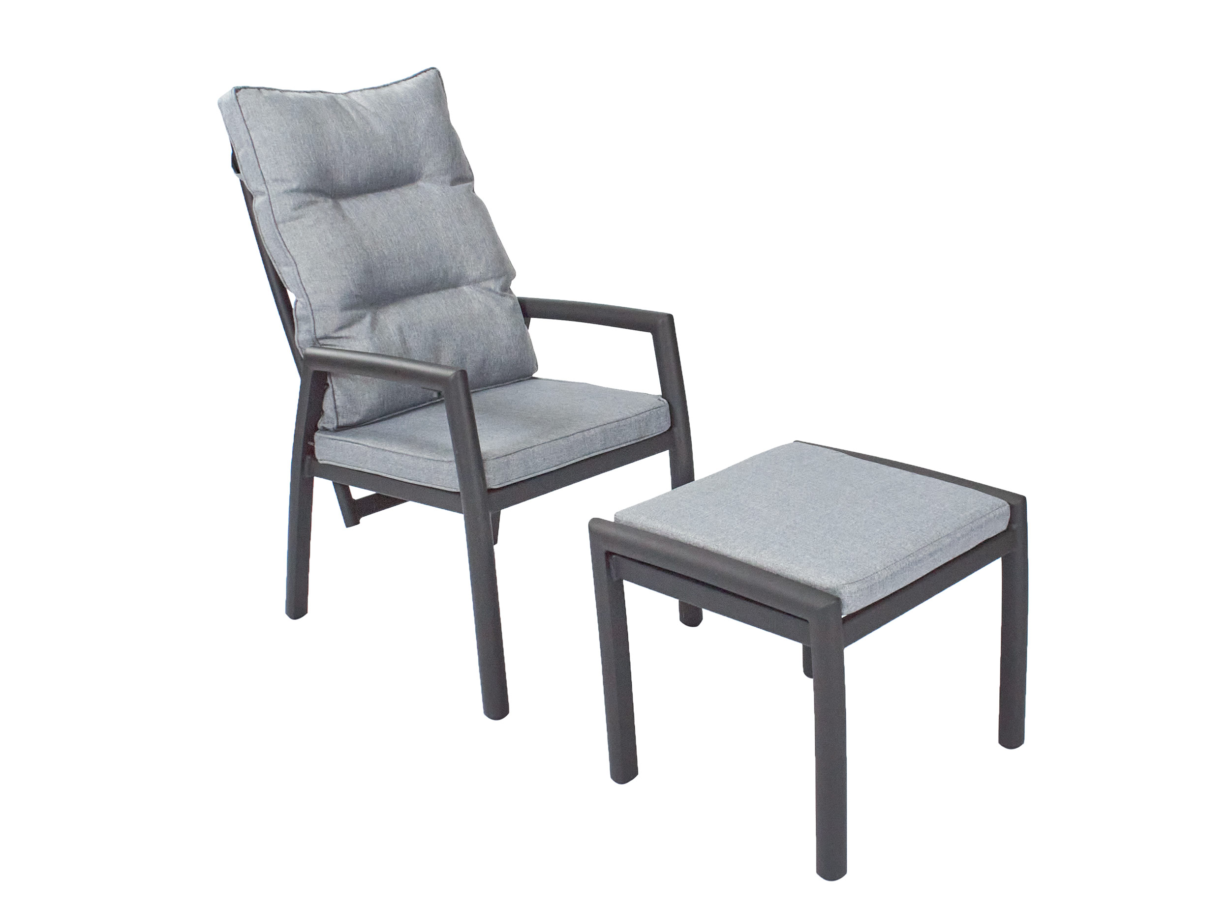 LC Garden »Bondino« Dining Positionsstuhl + Hocker inkl. Kissen anthrazit- rund