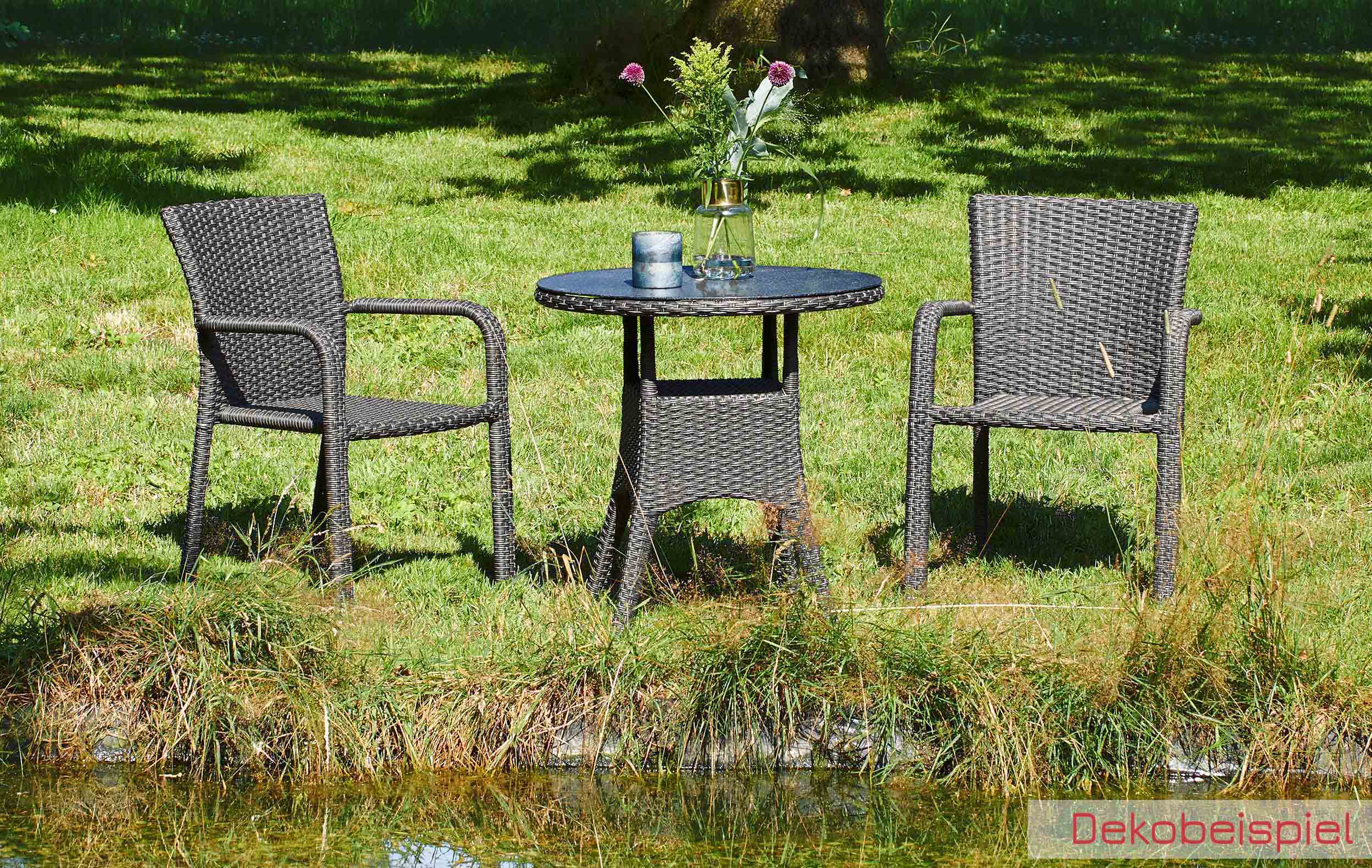 LC Garden »Barcelona« Dining 4er Set Stapelstuhl grau-mix Armlehnstuhl Gartenstuhl