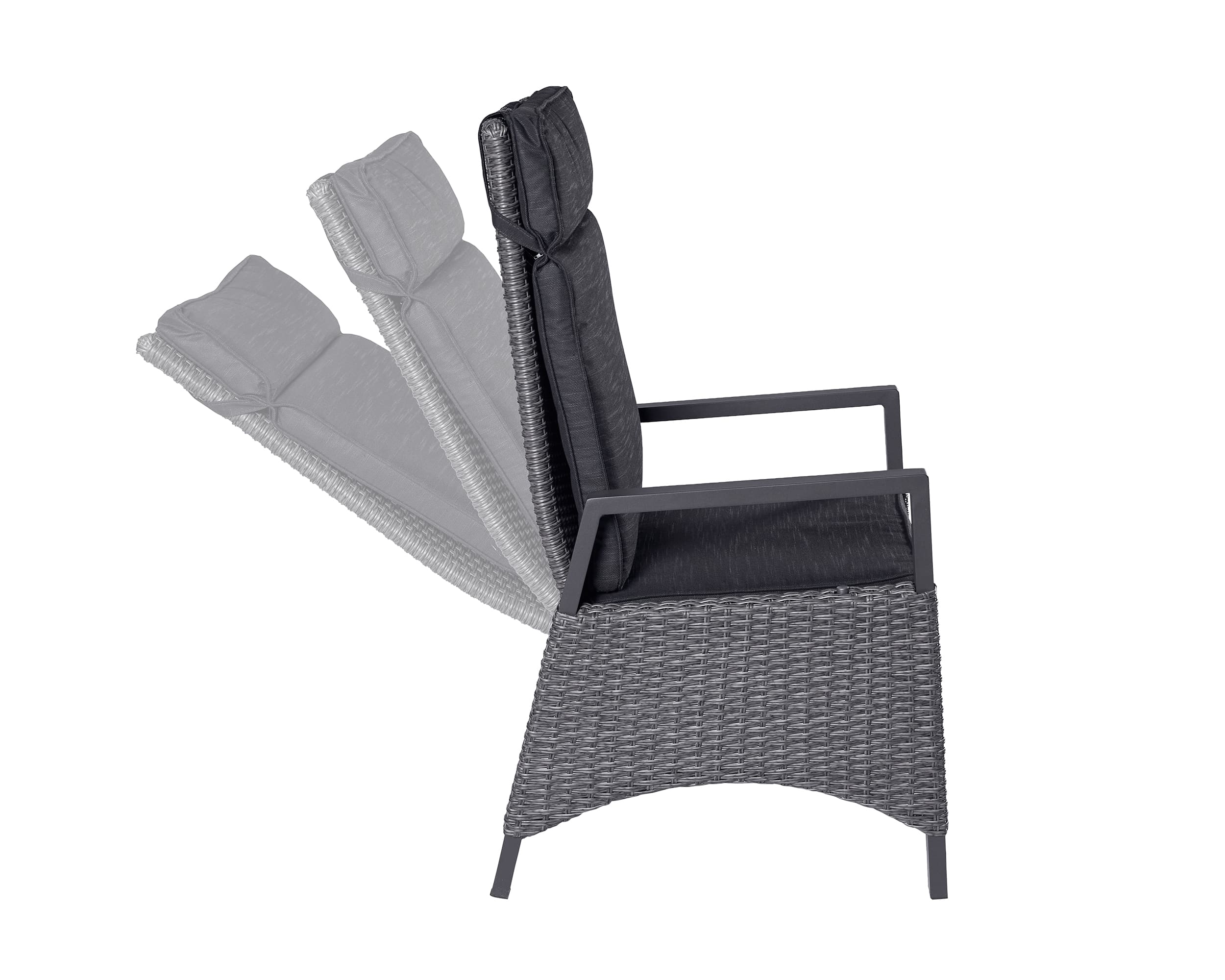 LC Garden »Keramo« Dining 6er Set Positionsstuhl Verstellsessel grau
