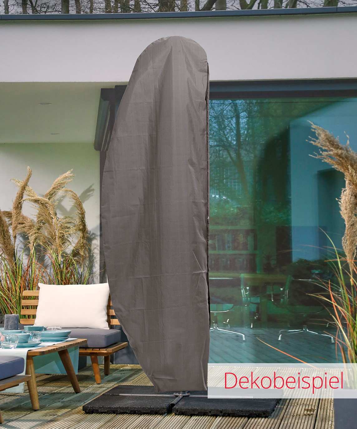 LC Garden Schutzhülle für Sonnen-Ampelschirm L grau 64x250cm