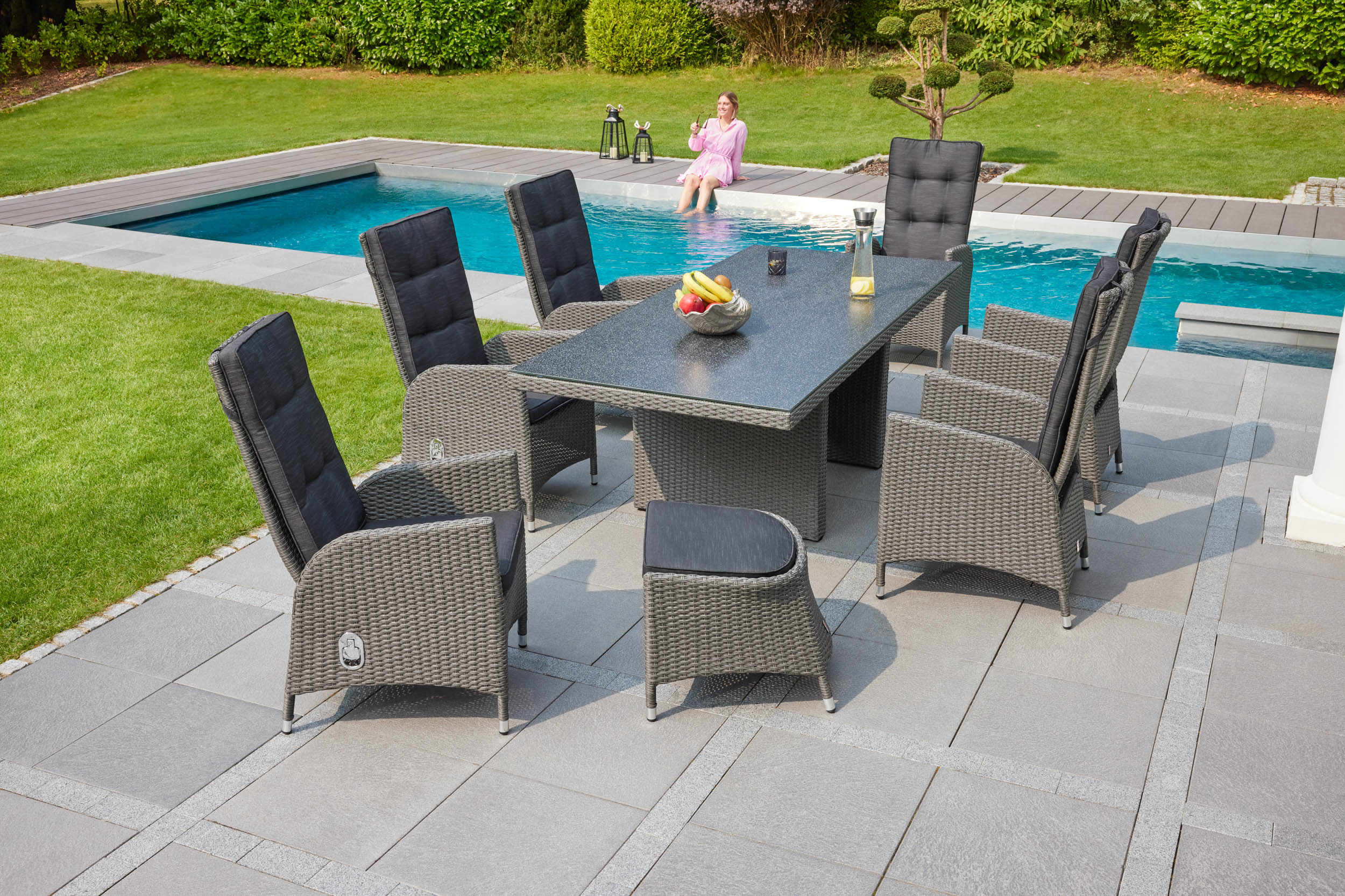 LC Garden »Barcelona« Dining Set I 220cm Esstisch Gartenset grau-mix