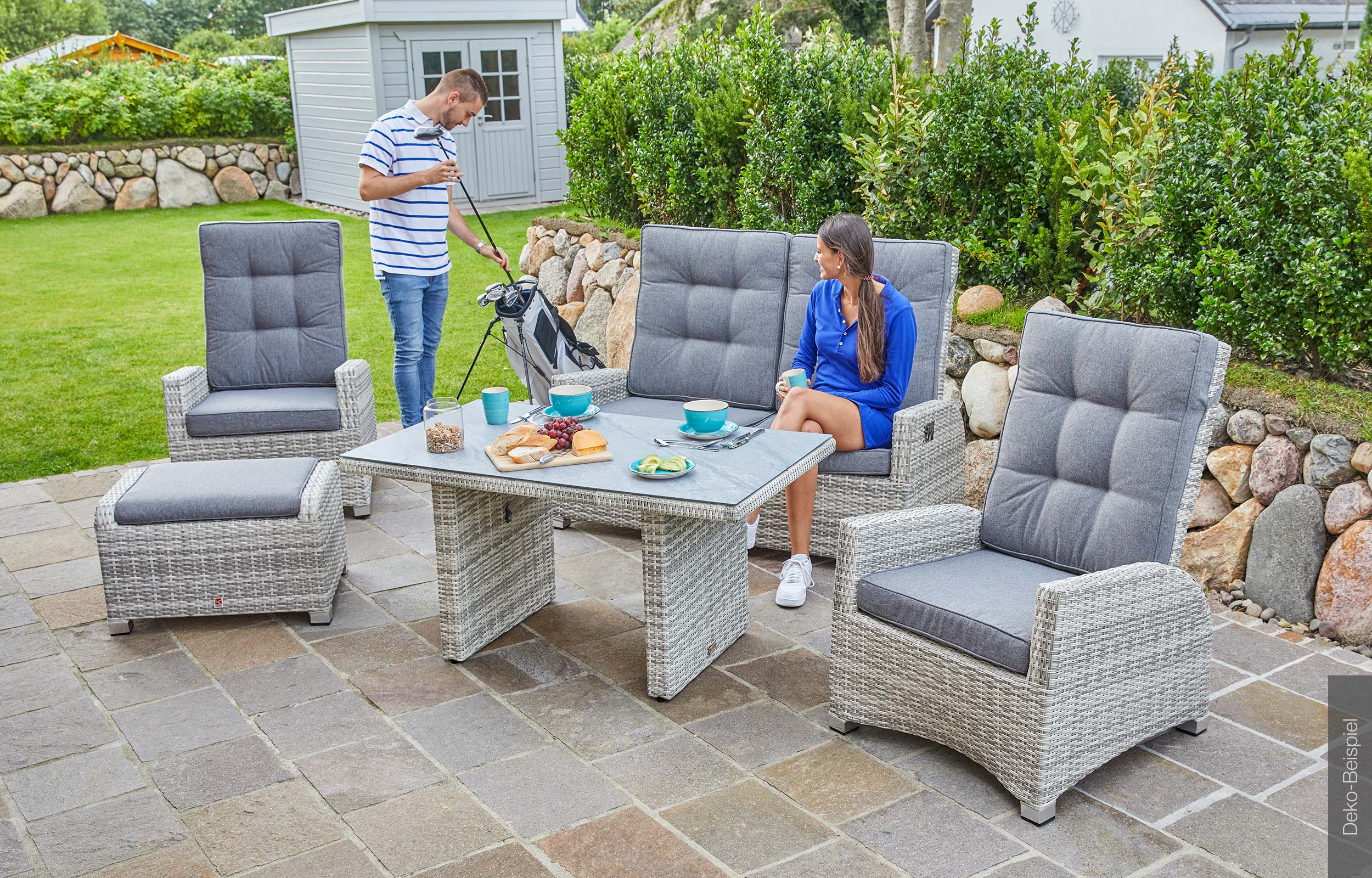LC Garden »Parma« Living 3er Sofa Dreisitzer Sofa weiß-grau