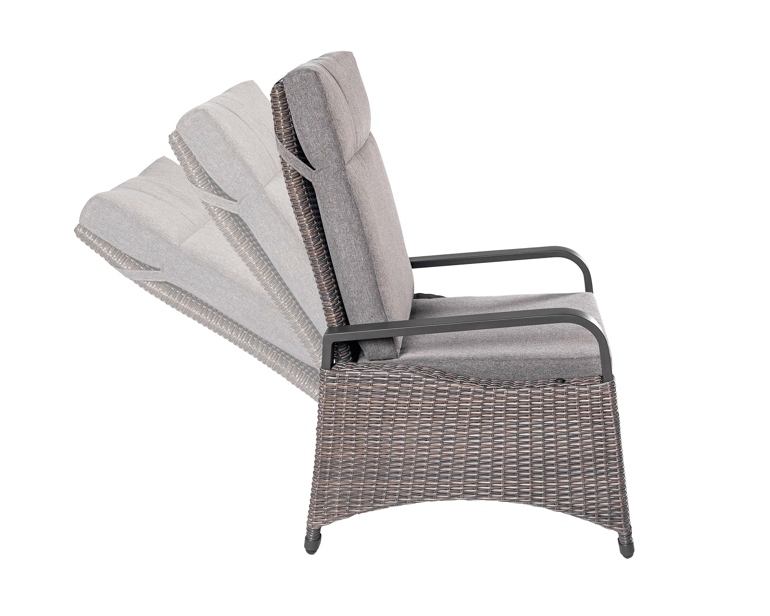 LC Garden Set »Komido« Gartensessel + Living Hocker omega braun 88x67x105cm aus handgeflochtenem Polyrattan inkl. Sitzkissen