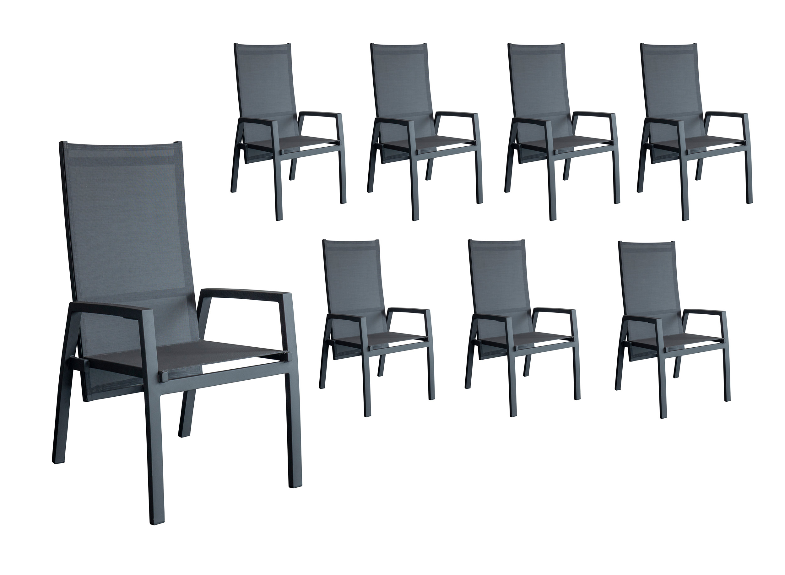 LC Garden »Bondino« Dining 8er Set Positionsstuhl Verstellsessel Textilien grau