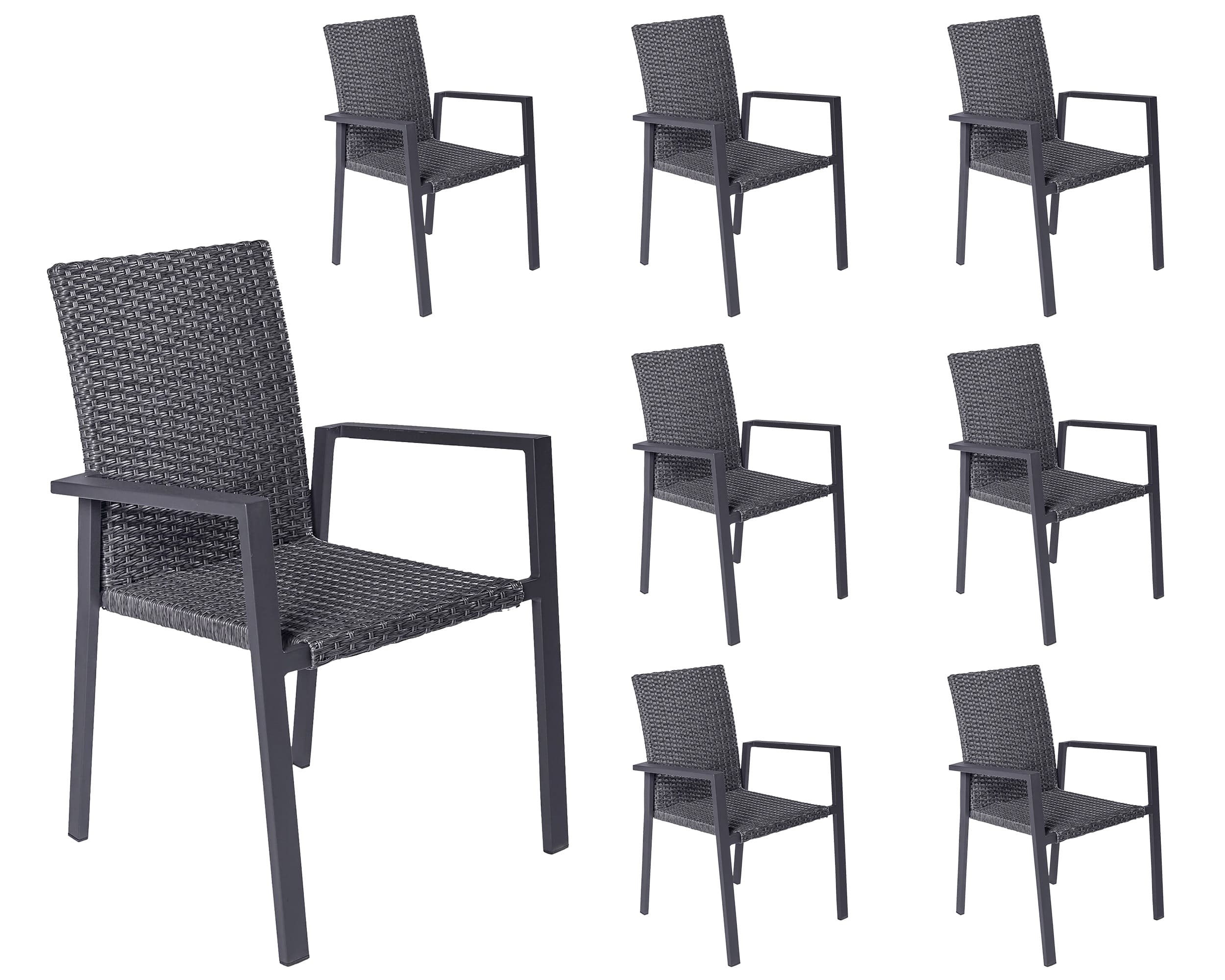 LC Garden »Keramo« Dining 8er Set Stapelstuhl Armlehnstuhl grau-mix