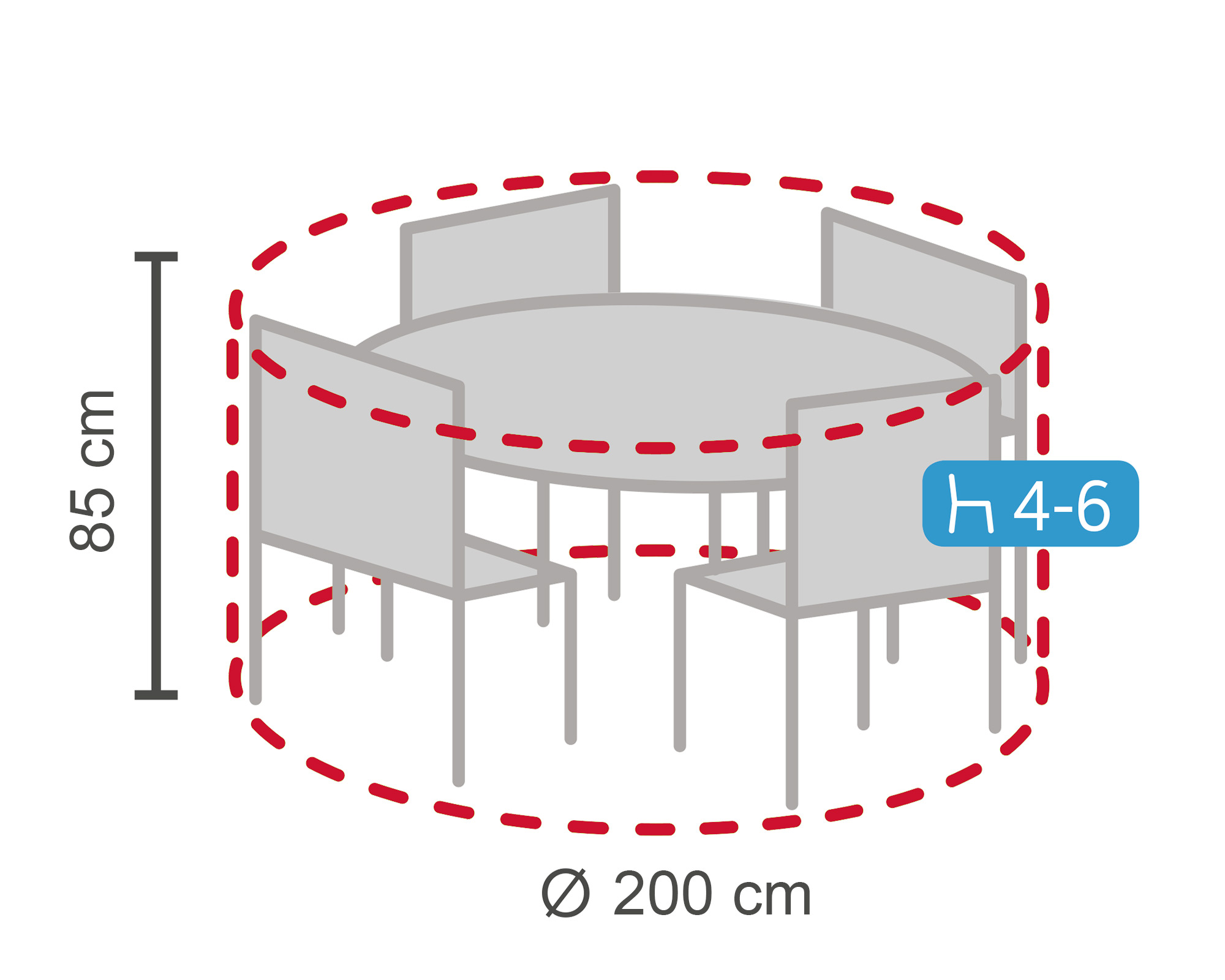 LC Garden Schutzhülle für runde Dining Sets S grau Ø200x85cm