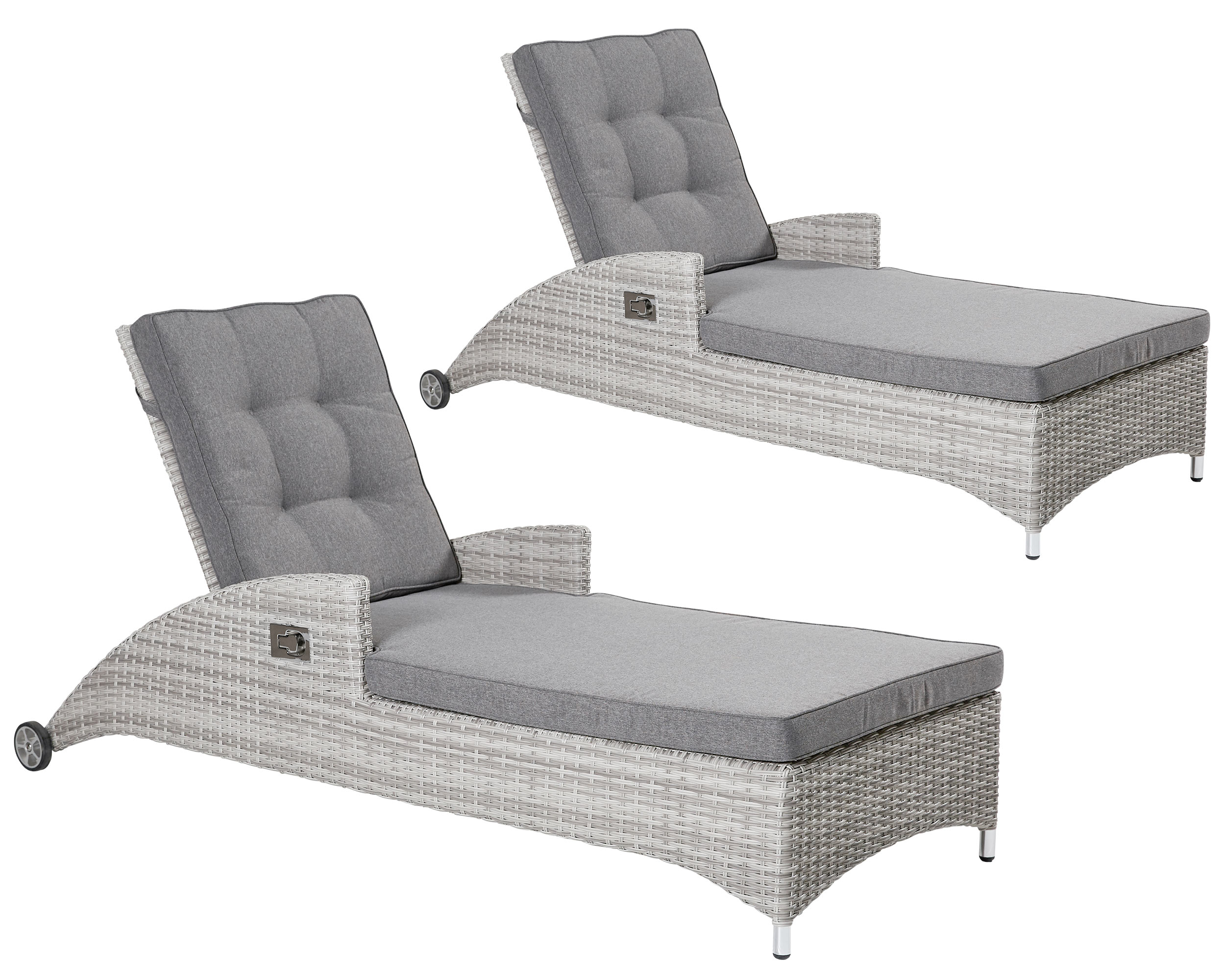 2x LC Garden »Parma« Sonnenliege Gartenliege Relax weiß-grau