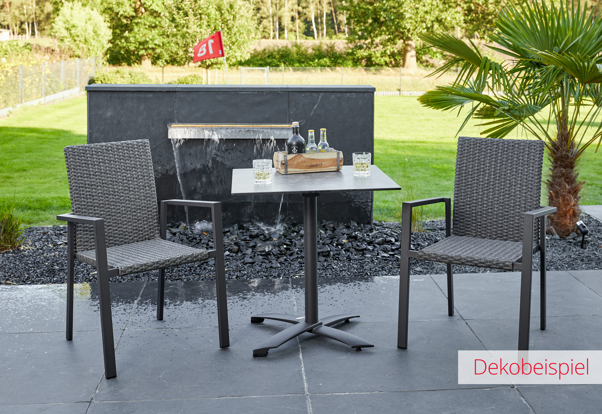 LC Garden »Keramo« Dining 4er Set Stapelstuhl Armlehnstuhl grau-mix