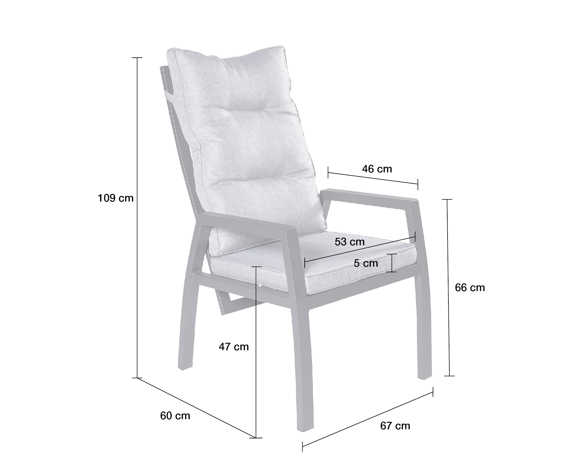LC Garden »Bondino« Dining Positionsstuhl Verstellsessel anthrazit- eckig