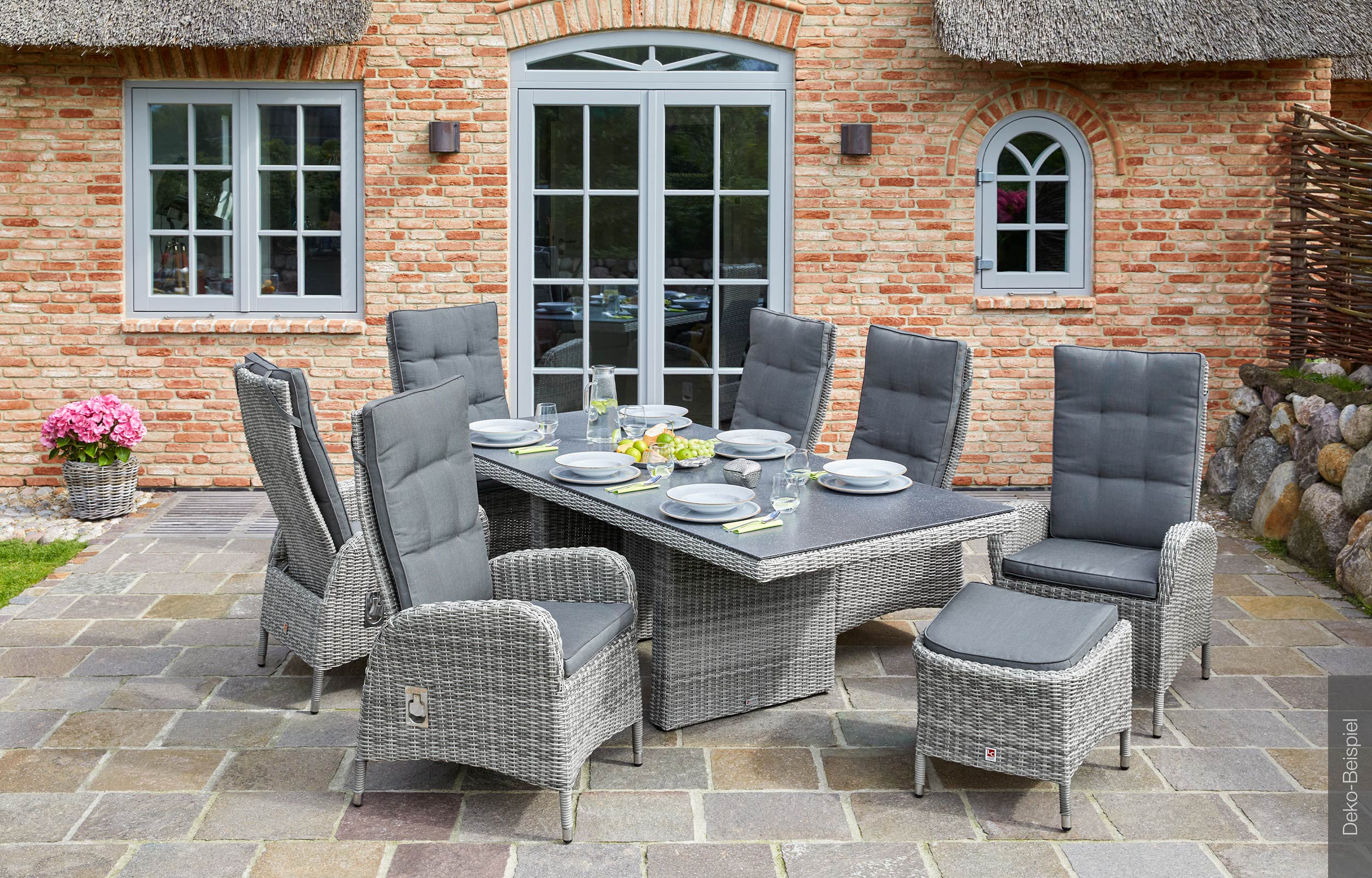 LC Garden »Bilbao« Dining Esstisch Gartentisch 220x100cm Spraystone grau