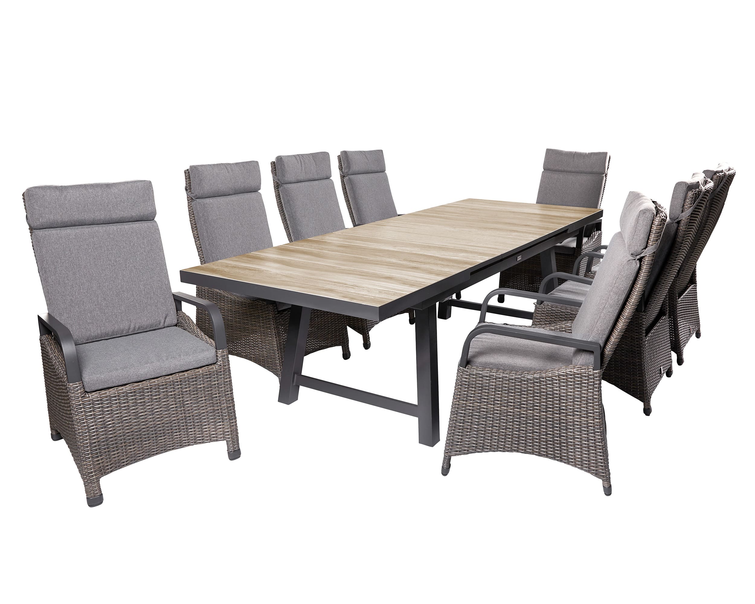 LC Garden »Komido« Dining Set IV omega braun Garten Sitzgruppe aus handgeflochtenem Polyrattan inkl. Sitzkissen