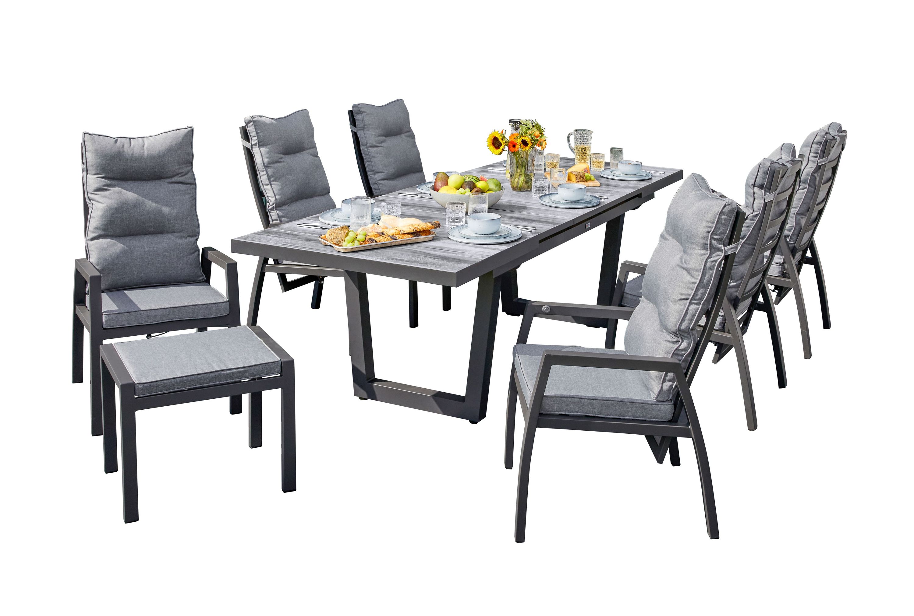 LC Garden Bondino Dining Set XIII Sitzgruppe Gartenset Anthrazit eckig