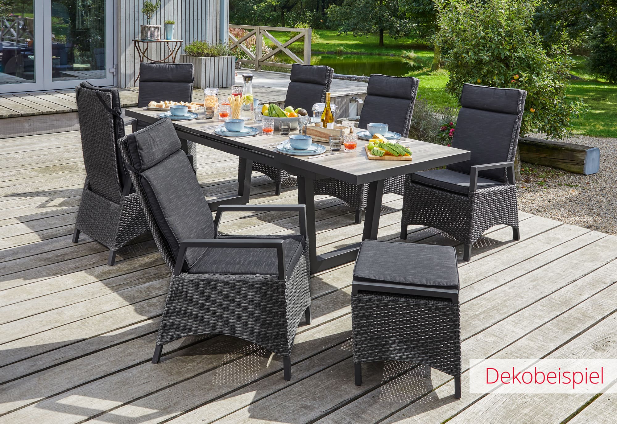 LC Garden »Keramo« Dining 6er Set Positionsstuhl Verstellsessel grau