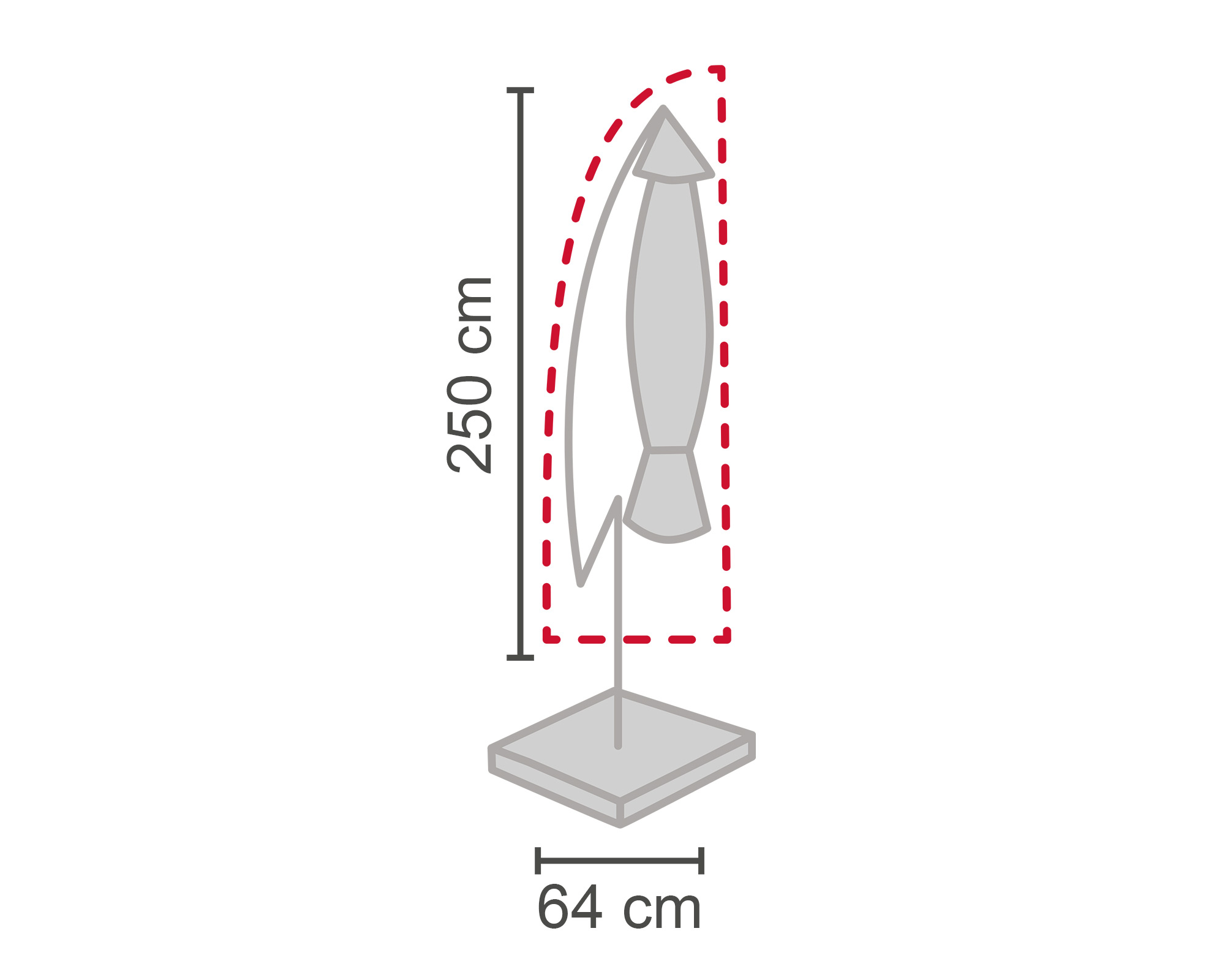 LC Garden Schutzhülle für Sonnen-Ampelschirm L grau 64x250cm