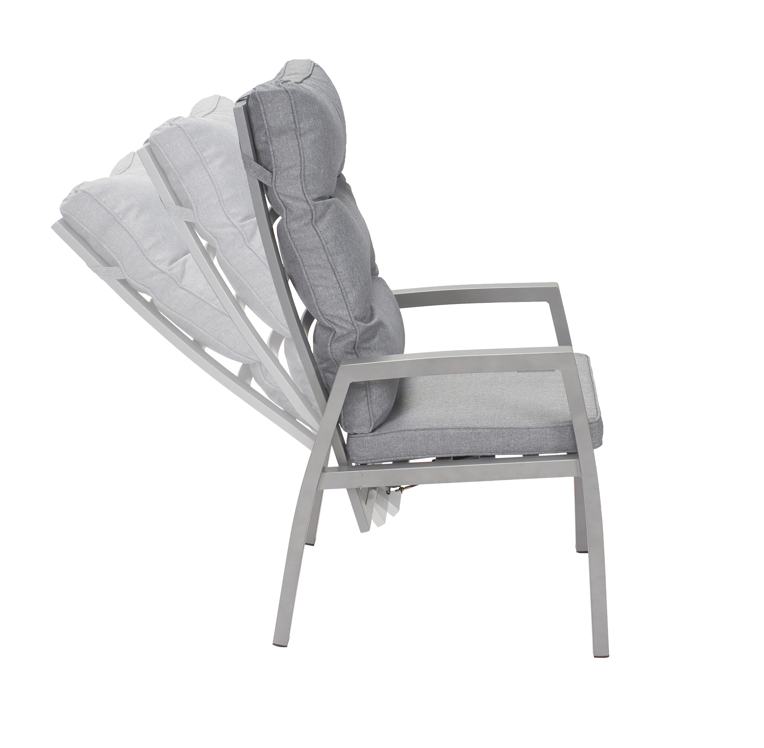 LC Garden »Bondino« Dining 8er Set Positionsstuhl Verstellsessel silber-eckig