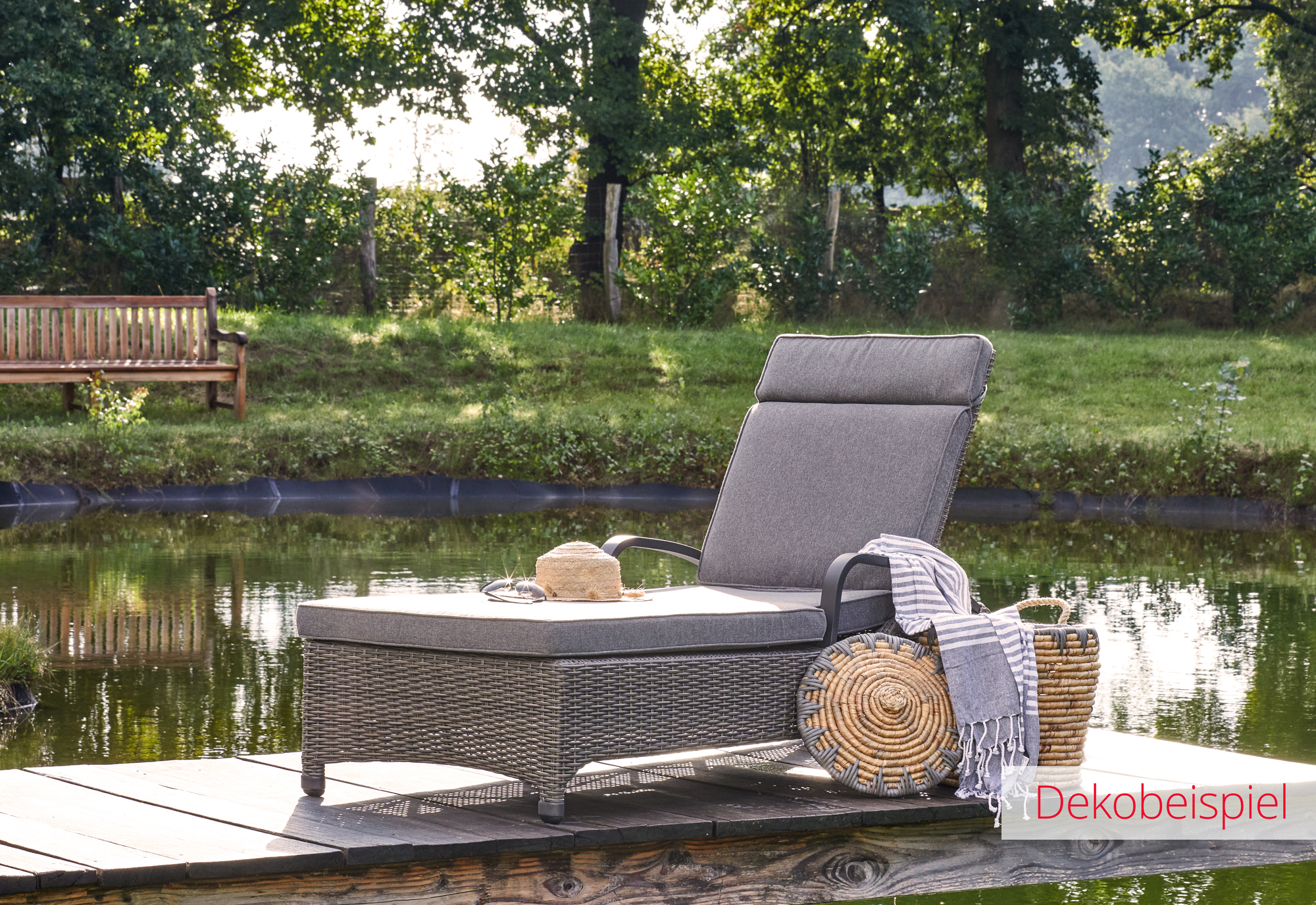 LC Garden 2er Set »Komido« Liegen omega braun 203x68x50cm Gartenliegen verstellbar aus handgeflochtenem Polyrattan inkl. Sitzkissen
