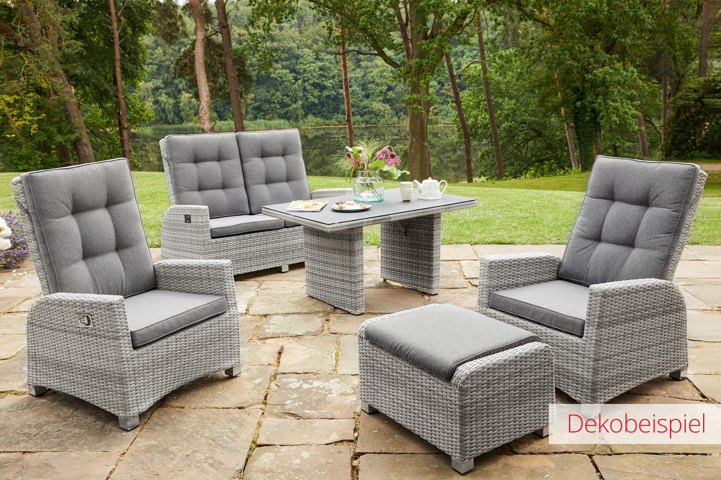 LC Garden »Parma« Living Loungetisch weiß-grau 130x75x65cm Couchtisch