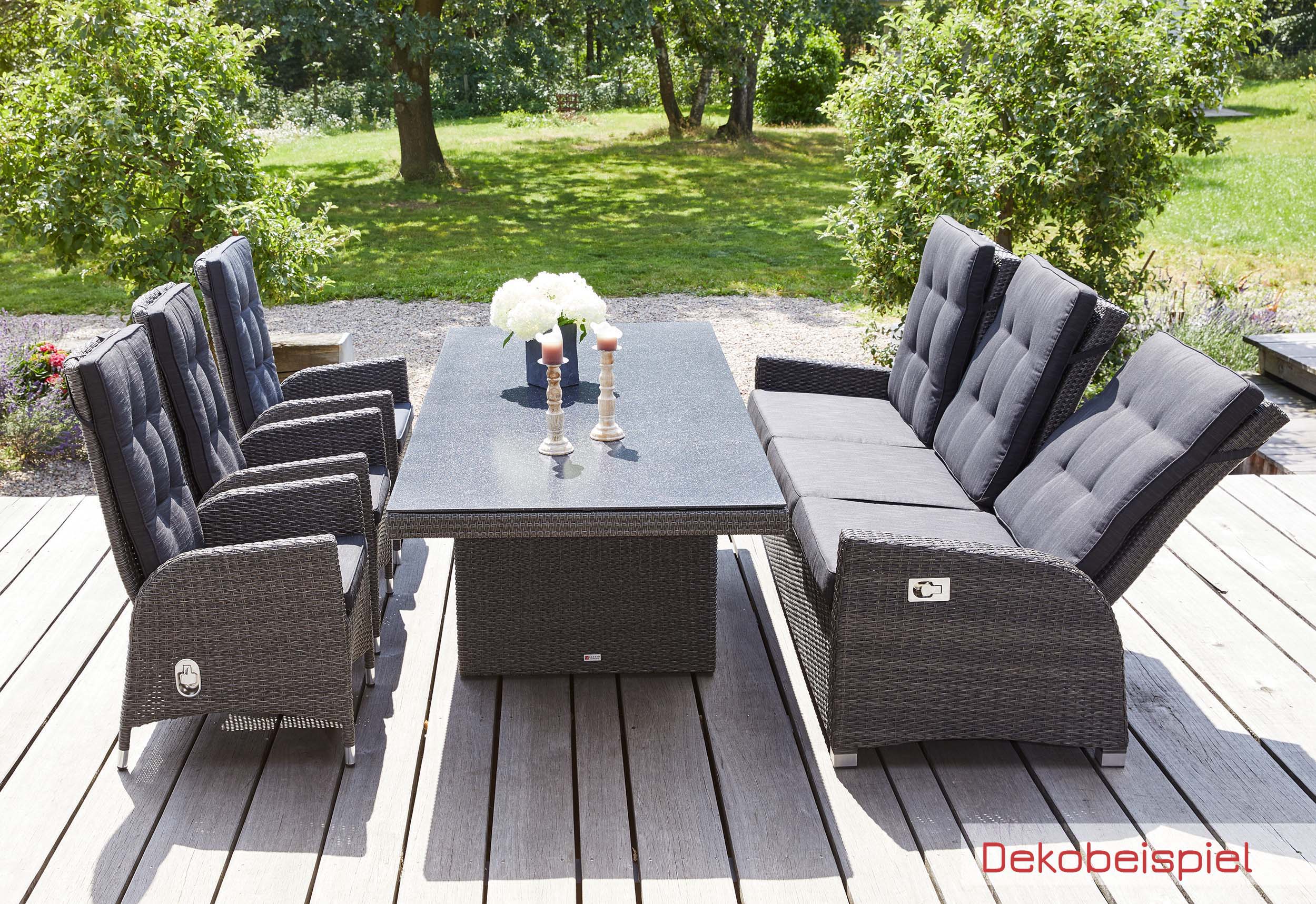 LC Garden 3er Sofa Dreisitzer Speisehöhe Barcelona Dining grau-mix