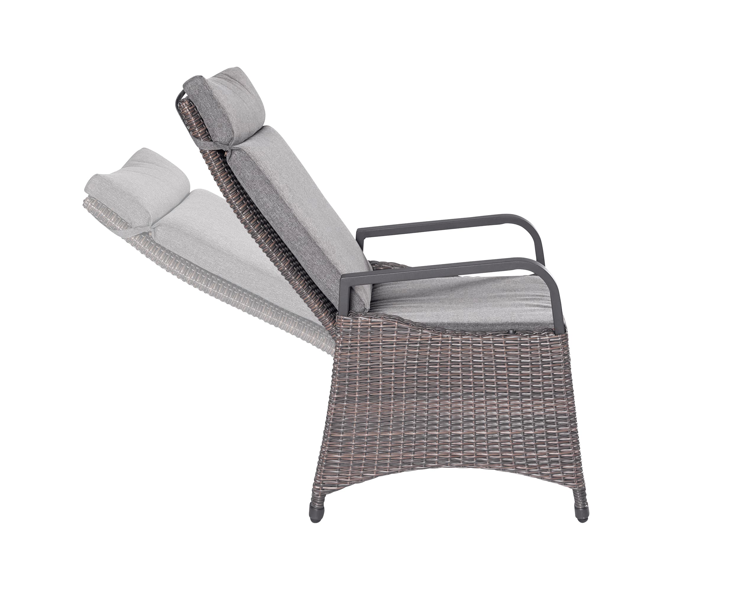 LC Garden Set »Komido« Positionsstuhl + Dining Hocker omega braun 61x59x110cm aus handgeflochtenem Polyrattan inkl. Sitzkissen