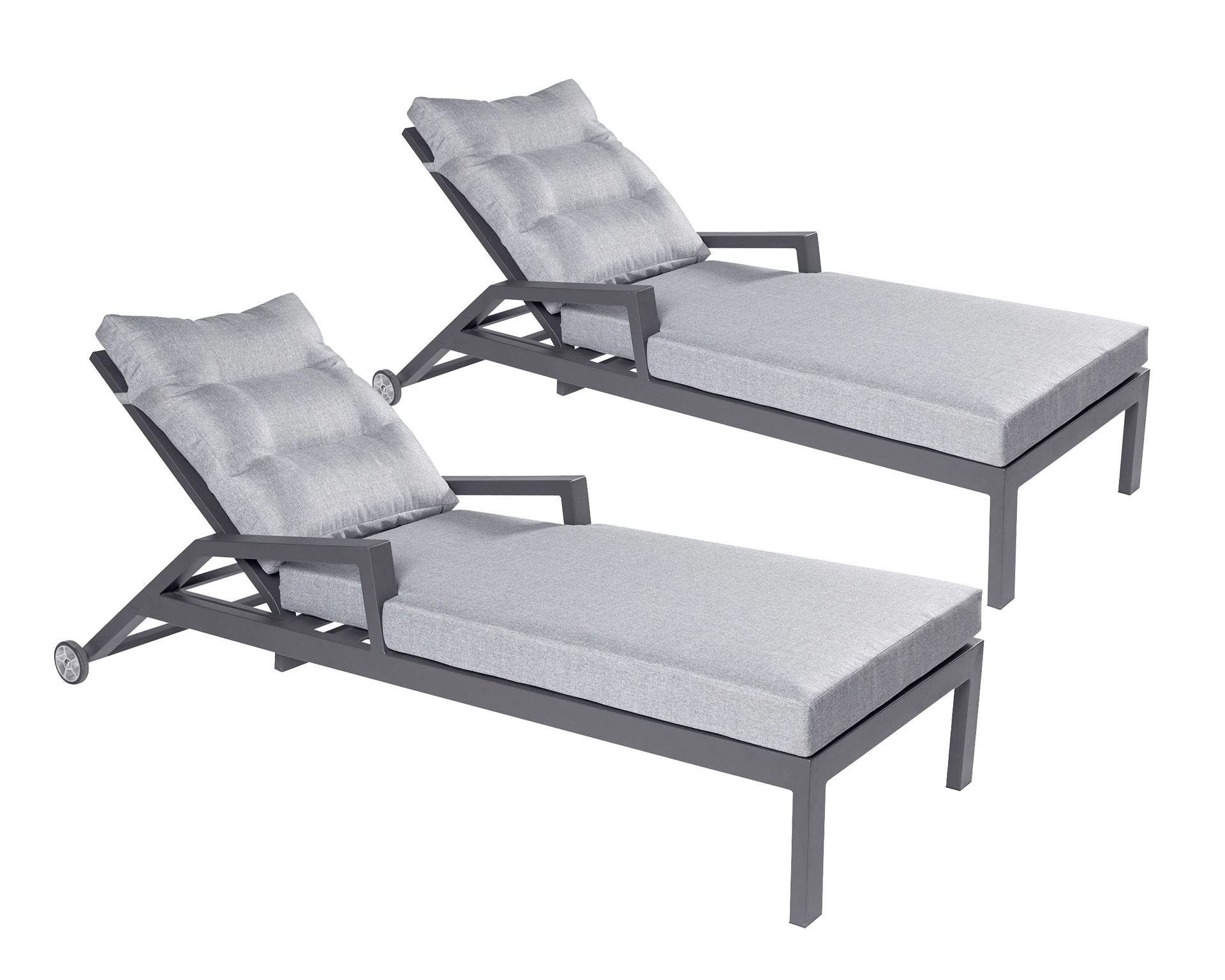 2x LC Garden »Bondino« Sonnenliege Gartenliege Relax anthrazit