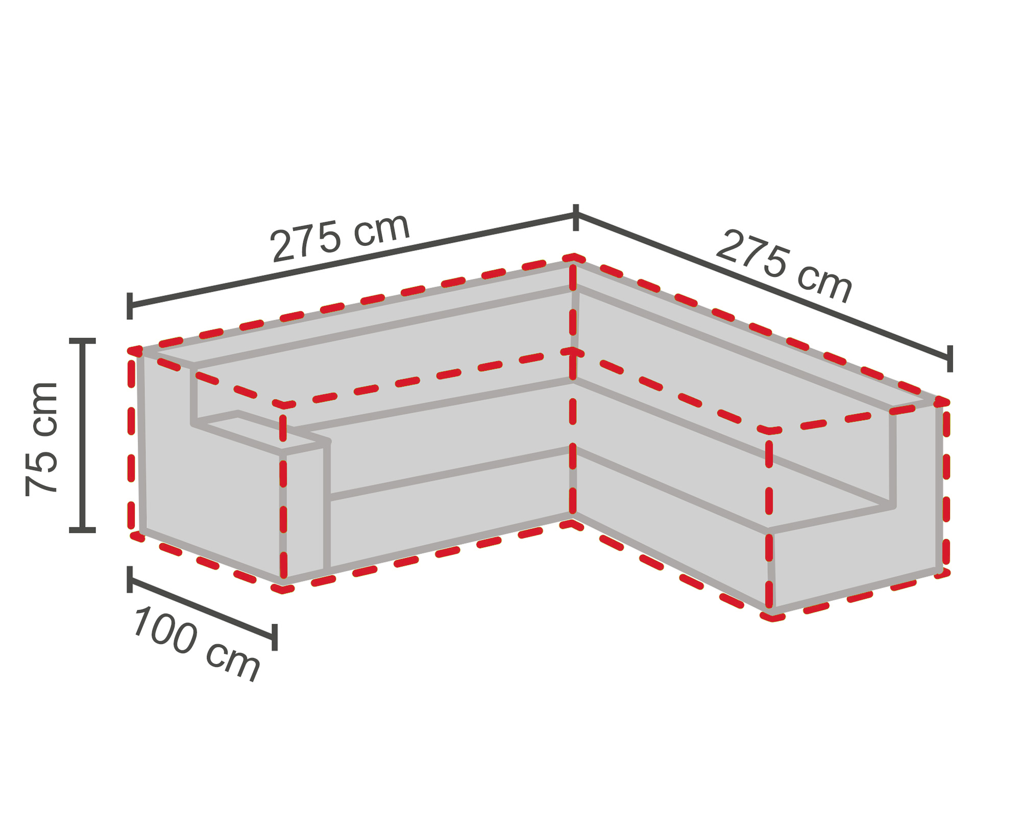 LC Garden Schutzhülle für Ecklounges L grau 275/100x275/100x75cm