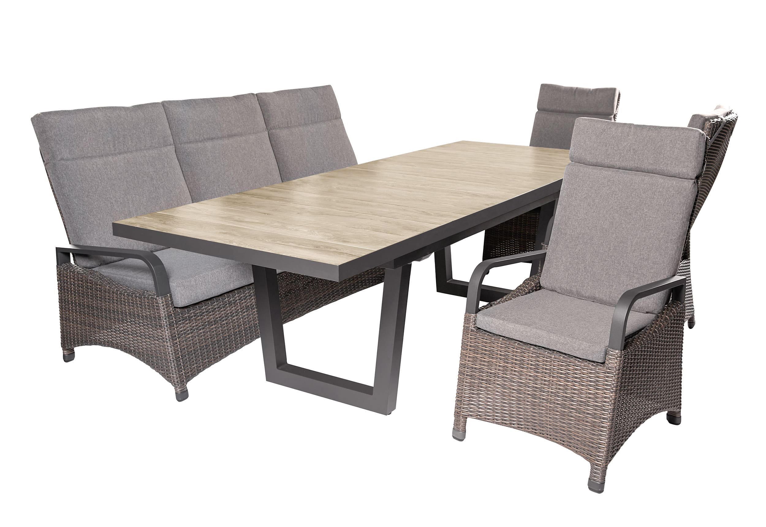 LC Garden »Komido« Dining Set X omega braun Garten Sitzgruppe aus handgeflochtenem Polyrattan inkl. Sitzkissen